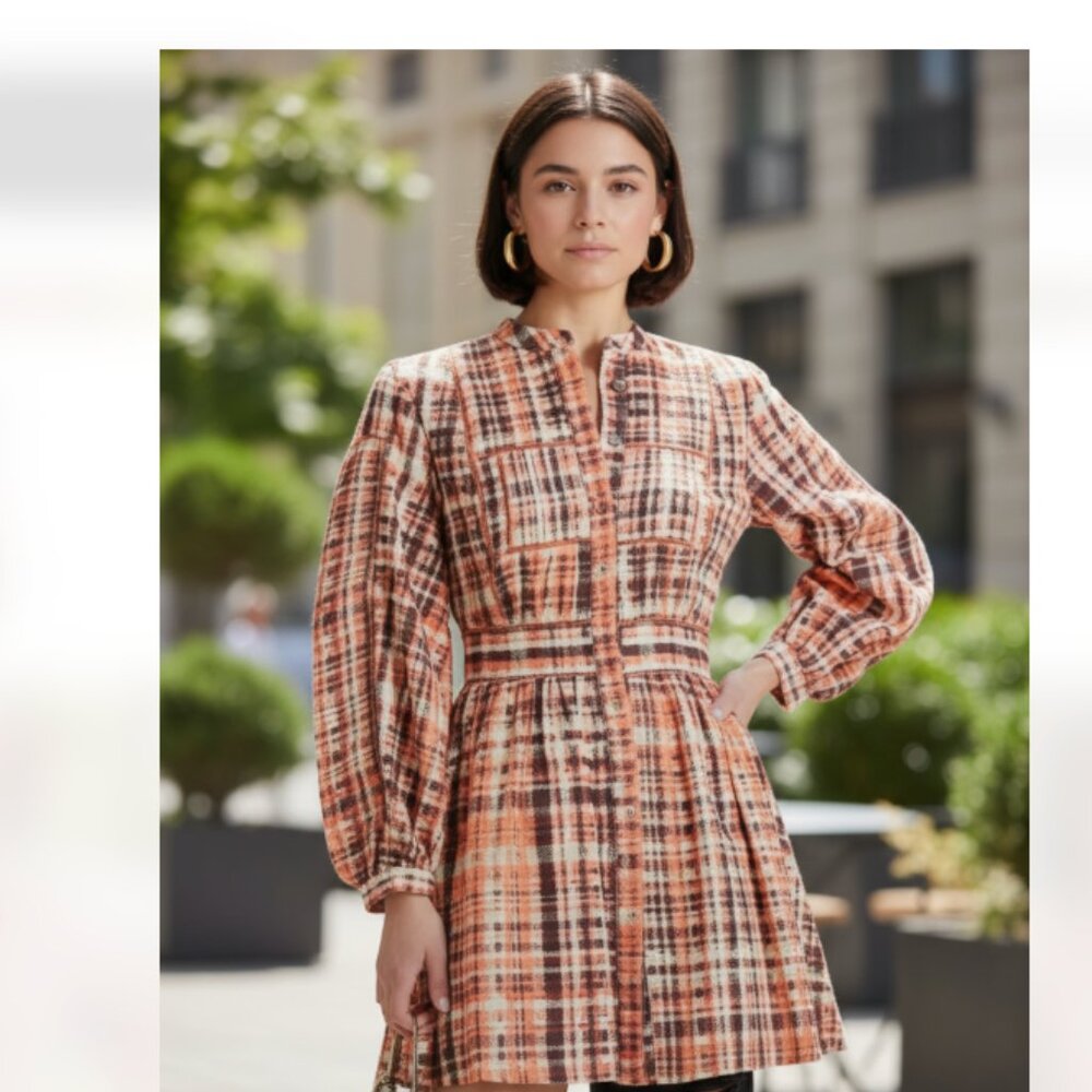 NWT Joie Charmese pintucked cotton-gauze mini shirt dress SZ-00 Oversize
